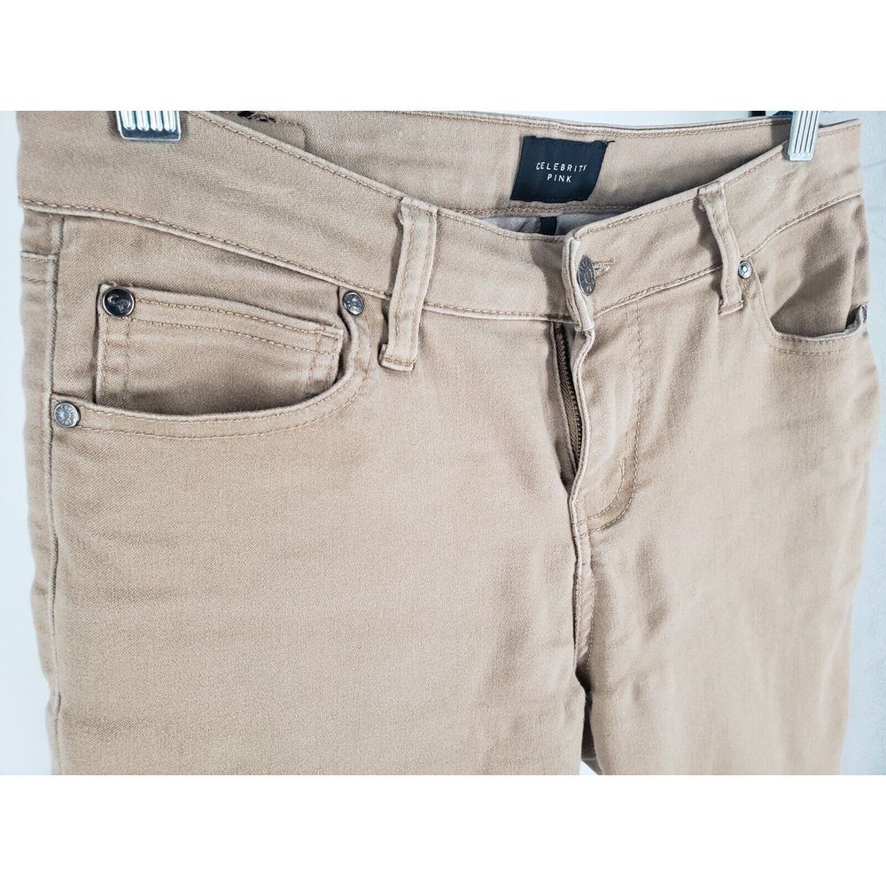 Celebrity Pink Sandset Beige Skinny Jeans Pants 5 Pocket Junior Women‎ 9 / 29 S - Picture 2 of 9